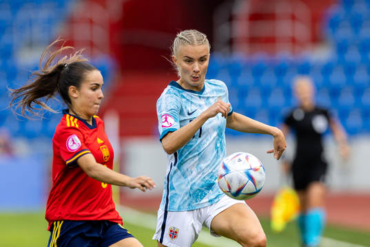Thea Kyvåg of Norway during the UEFA Womens Under-19 European Championships final between Spain and Norway on July 9, 2022 in Ostrava.
