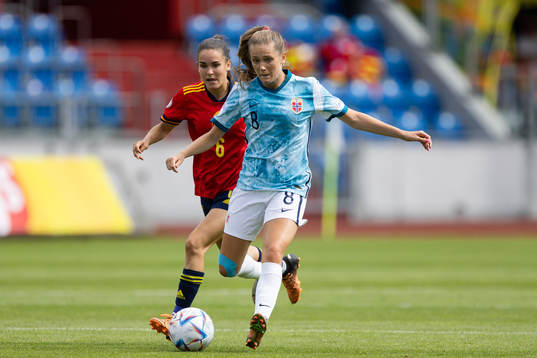 Irene Dirdal of Norway during the UEFA Womens Under-19 European Championships final between Spain and Norway on July 9, 2022 in Ostrava.
