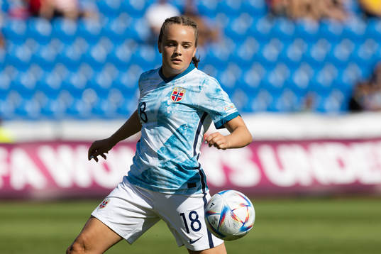 Casandra Lüthcke of Norway during the UEFA Womens Under-19 European Championships final between Spain and Norway on July 9, 2022 in Ostrava.
