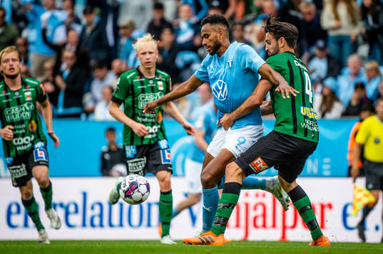 Malmö FFs Isaac Kiese Thelin mot Varbergs Oliver Stanisic