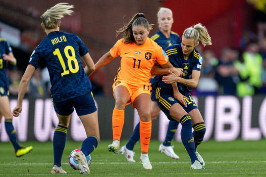 Lieke Martens of Netherlands and Nathalie Björn of Sweden
