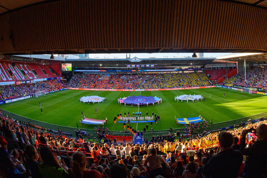 General view of Bramall Lane ahead of the UEFA Women's Euro 2022 group stage match between Netherlands and the Sweden on July 9, 2022 in Sheffield. 