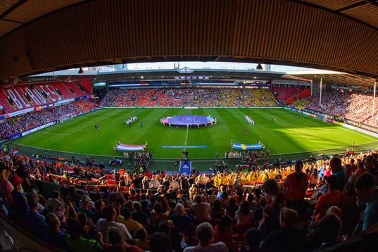 General view of Bramall Lane ahead of the UEFA Women's Euro 2022 group stage match between Netherlands and the Sweden on July 9, 2022 in Sheffield. 