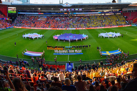 General view of Bramall Lane ahead of the UEFA Women's Euro 2022 group stage match between Netherlands and the Sweden on July 9, 2022 in Sheffield. 