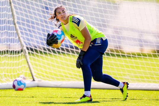 Goalkeeper Zecira Musovic of the Swedish national football