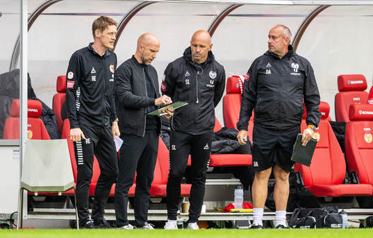 Kalmars assisterande tränare Rasmus Elm, tränare Henrik Rydström och assisterande tränare Stefan Larsson 