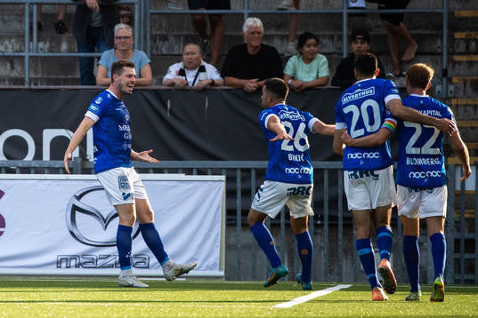 Trelleborgs Nicolas Mortensen jublar efter 1-1