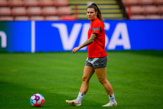 Ramona Bachmann of the Swiss women's national football team at a training session