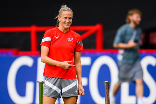 Ana-Maria Crnogorcevie of the Swiss women's national football team at a training session