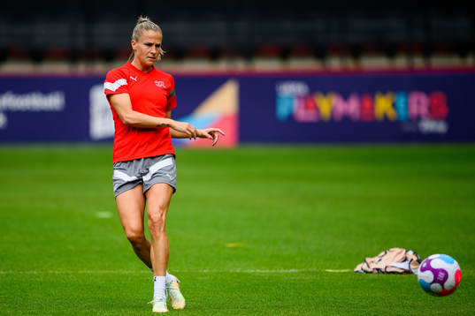 Ana-Maria Crnogorcevie of the Swiss women's national football team at a training session
