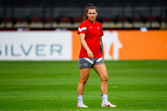 Ramona Bachmann of the Swiss women's national football team at a training session