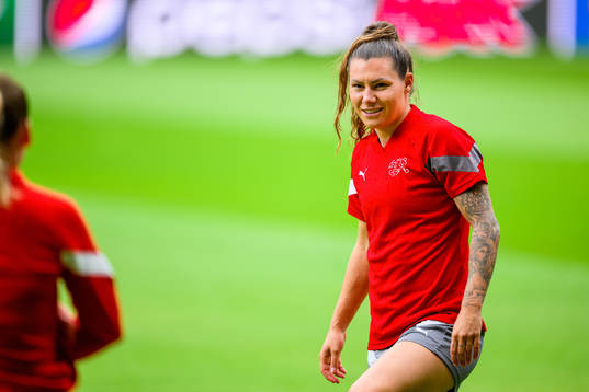 Ramona Bachmann of the Swiss women's national football team at a training session