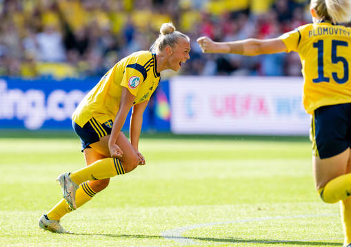 Hanna Bennison of Sweden celebrates the 2-1 goal