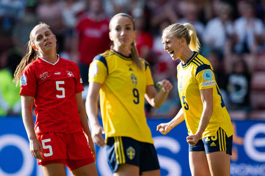 Rebecka Blomqvist of Sweden celebrates a disallowed goal