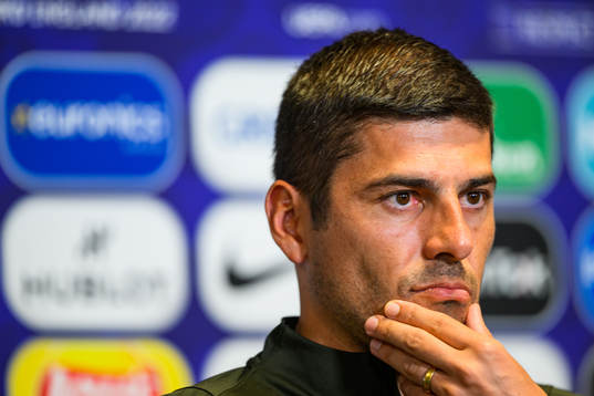 Francisco Neto, head coach of the Portuguese women's national football team at a press conference