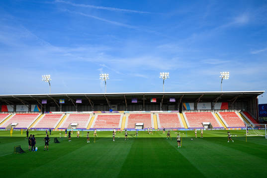 General view of the Swedish women's national football team at a training session