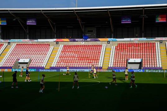 General view of the Swedish women's national football team at a training session