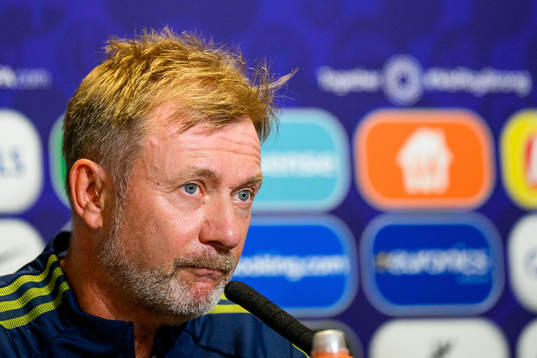 Peter Gerhardsson, head coach of the Swedish women's national football team at a press conference