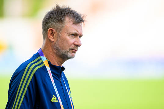 Peter Gerhardsson, head coach of the Swedish women's national football team ahead of a press conference