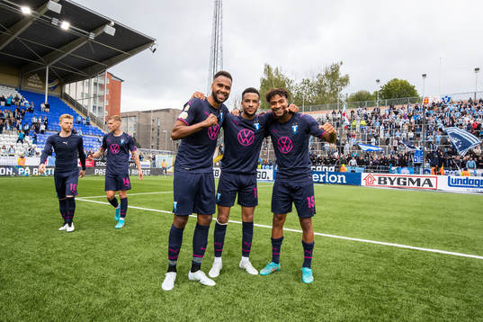 Malmö FFs Isaac Kiese Thelin, Martin Olsson och Joseph