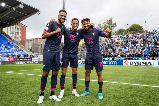 Malmö FFs Isaac Kiese Thelin, Martin Olsson och Joseph