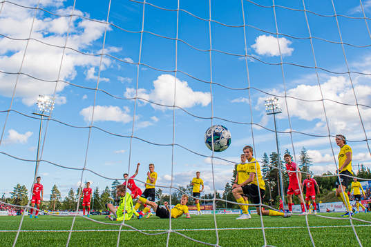 Kasper Holmboe Skaanes of Brann scores the 0-2 goal