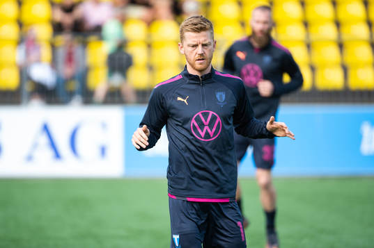 Anders Christiansen of Malmö FF ahead of the UEFA Champions League qualifying match between FK Zalgiris and Malmö FF on July 19, 2022 in Vilnius. 