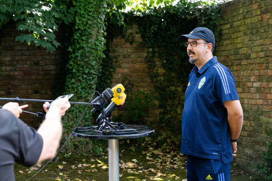 Houman Ebrahimi, doctor of the Swedish women's national football team at a press conference