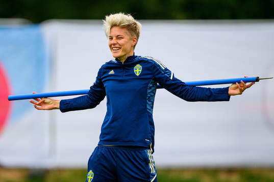 Lina Hurtig of the Swedish women's national football team at a training session