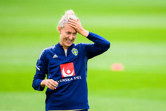Emma Kullberg of the Swedish women's national football team at a training session