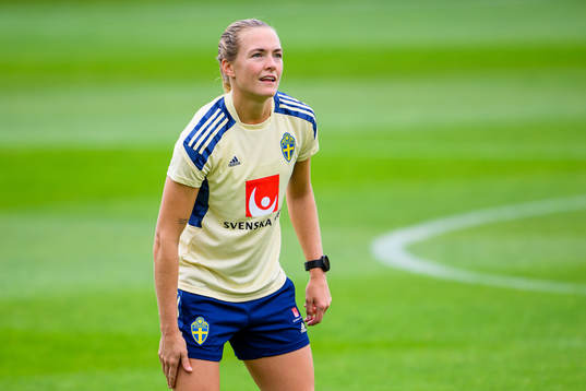 Magdalena Eriksson of the Swedish women's national football team at a training session