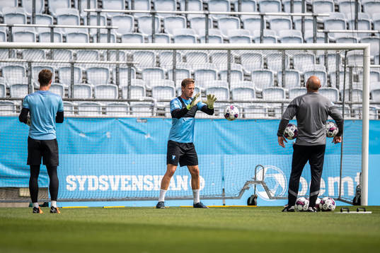 Goalkeeper Johan Dahlin during a training session with Malmö FF on July 26, 2022 in Malmö. 
