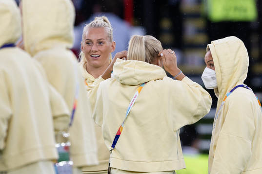 Stina Blackstenius and Johanna Rytting Kaneryd of Sweden ahead ahead of the UEFA Women's Euro 2022 semifinal match between England and Sweden on July 26, 2022 in Sheffield. 