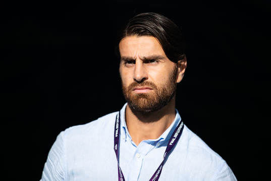 Örgrytes sportsligt ansvarige George Mourad innan  fotbollsmatchen i Superettan mellan Örgryte och Västerås SK den 26 juli 2022 i Göteborg. 