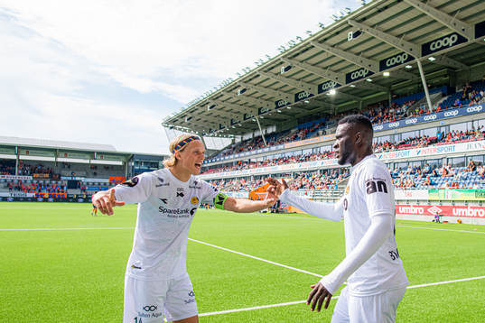 Victor Okoh Boniface of Bodø/Glimt celebrates