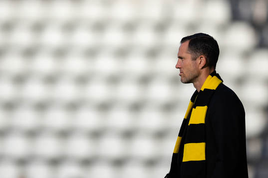 Häckens sportchef Martin Ericsson innan  fotbollsmatchen i