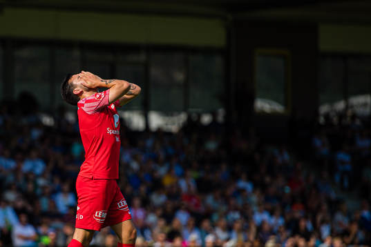 Niklas Fernando Nygaard Castro of Brann reacts after missing a chance to score