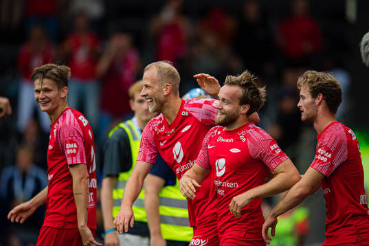 Bård Finne of Brann celebrates after scoring the 0-4 goal