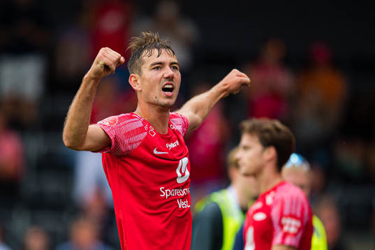 Fredrik Pallesen Knudsen of Brann celebrates