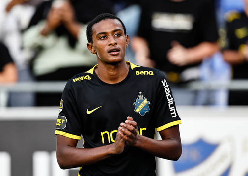 s Amar Abdirahman Ahmed Fatah under fotbollsmatchen i Allsvenskan mellan IFK Norrköping och AIK den 21 augusti 2022 i Norrköping. 