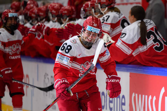 Emma Russell of Denmark celebrates