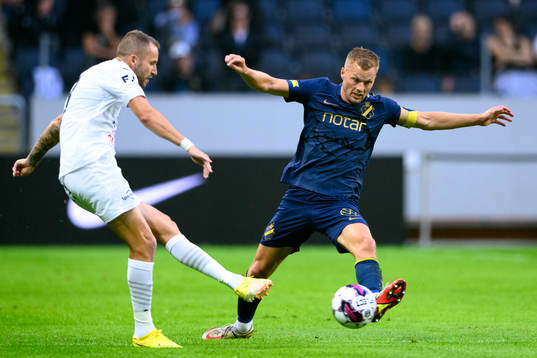 Michal Kadlec of Slovacko and Sebastian Larsson of AIK