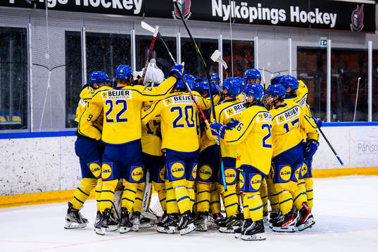 Sveriges spelare jublar