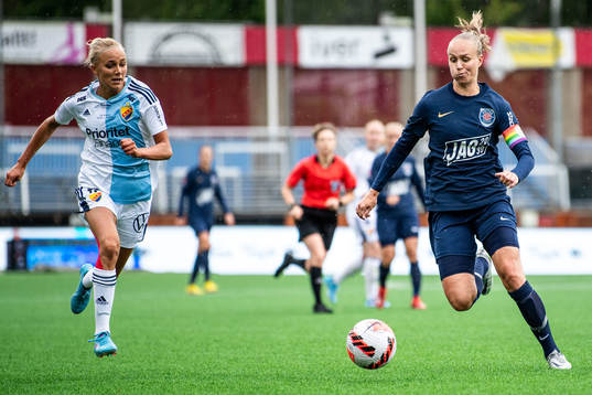 Djurgårdens Sara Lilja Vidlund och Eskilstuna Uniteds Matilda Plan