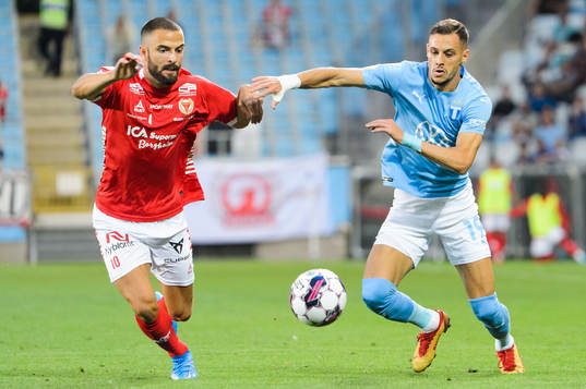 Kalmars Filip Sachpekidis och Malmö FFs Veljko Birmancevic