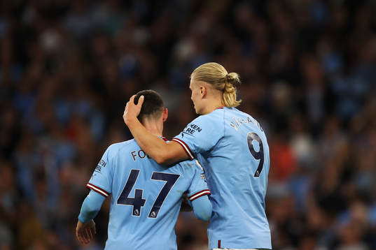 Phil Foden and Erling Braut Haaland of Manchester City