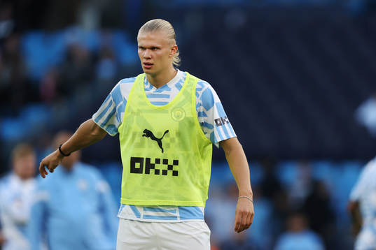 Erling Braut Haaland of Manchester City before the Premier League match between Manchester City and Nottingham Forest