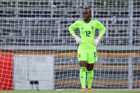 Goalkeeper Angel Mukasa of Sweden