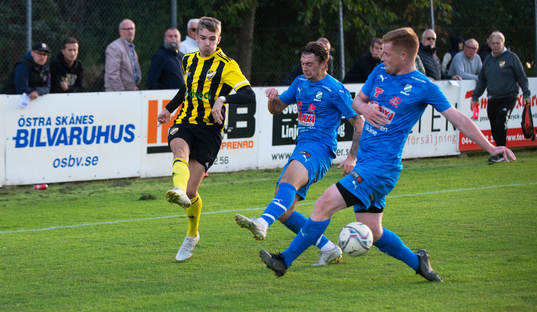 IFK Hässleholms Elliot Nilsson i matchen i div. 2 mellan Nosaby IF och IFK Hässleholm i Kristianstad 2 september 2022.