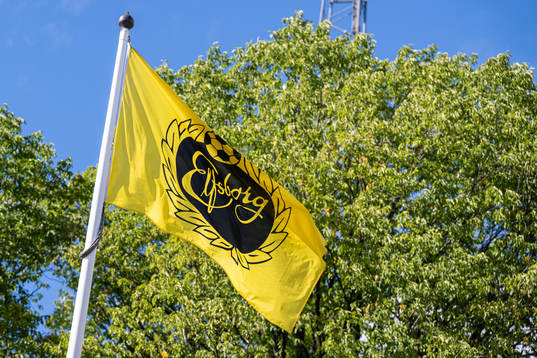 Flagga med IF Elfsborgs klubbemblem